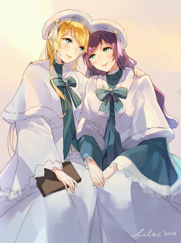 tojo nozomi and ayase eli (love live! and 2 more) drawn by lilaccu