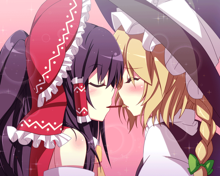 hakurei reimu and kirisame marisa (touhou) drawn by shefu