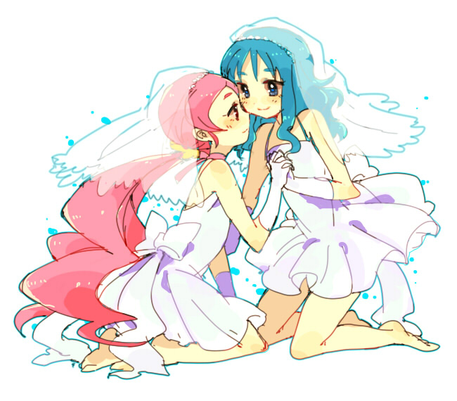 kurumi erika and hanasaki tsubomi (precure and 1 more) drawn by anno_aano