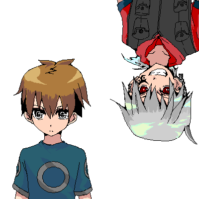 ii-chan and zerozaki hitoshiki (zaregoto series) drawn by aoiaka_(blueled)
