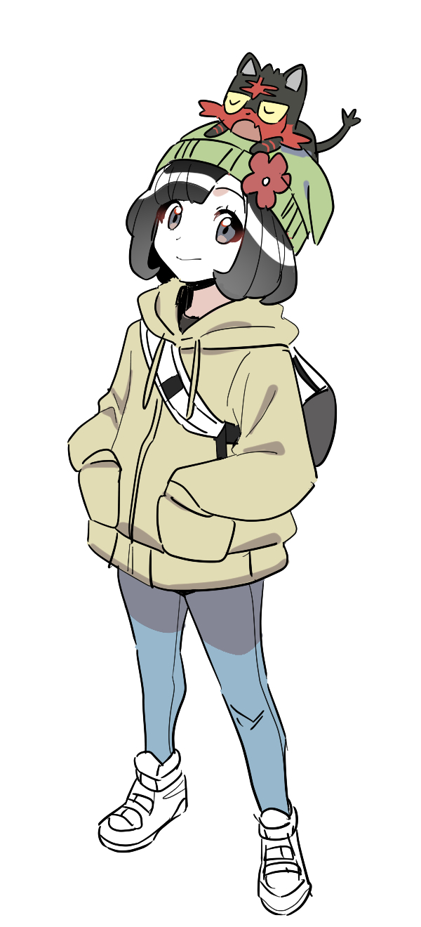 selene and litten (pokemon and 1 more) drawn by dede_(qwea_00000)