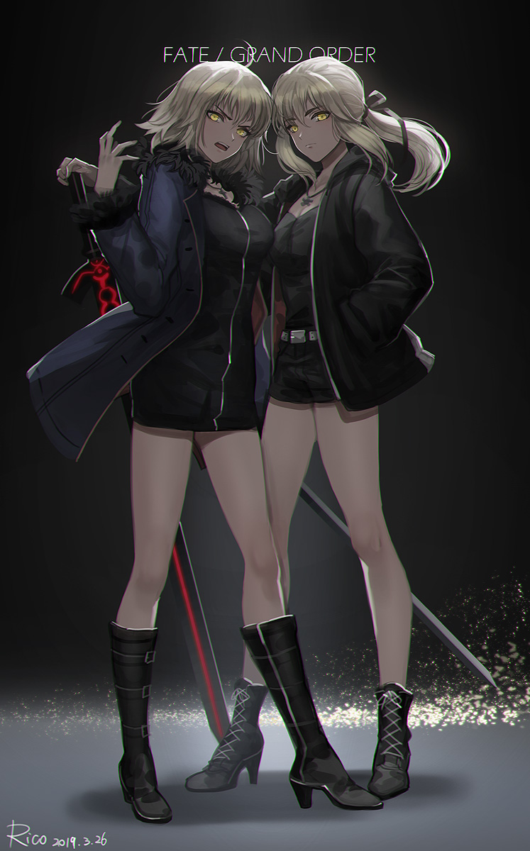 artoria pendragon, jeanne d'arc alter, and saber alter (fate and 1 more) drawn by rico_ebr
