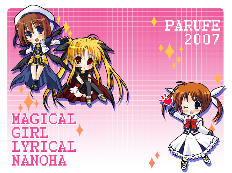 fate testarossa, takamachi nanoha, and yagami hayate (lyrical nanoha and 2 more)
