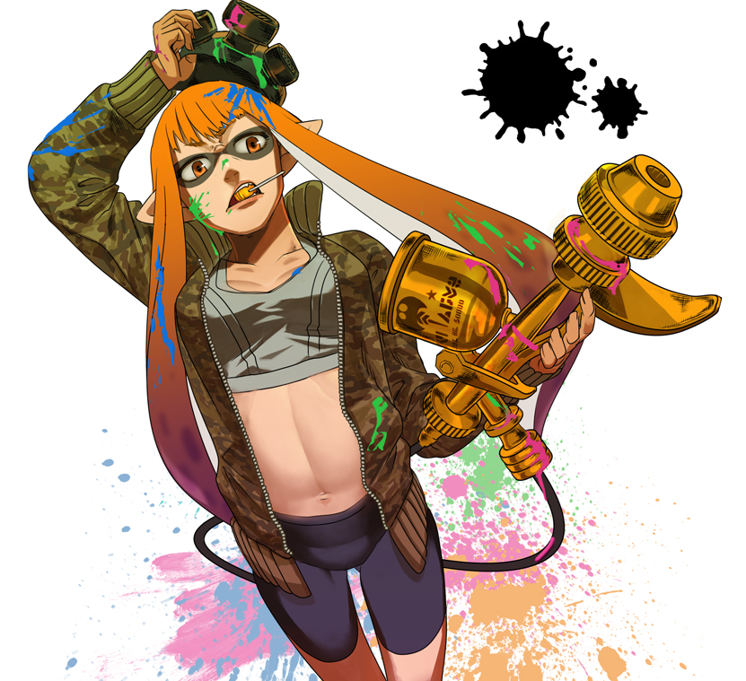 inkling player character and inkling girl (splatoon and 1 more) drawn by sakamoto_kengo