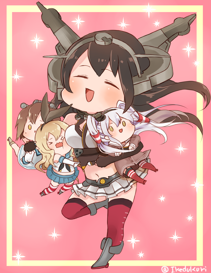 shimakaze, nagato, amatsukaze, and yukikaze (kantai collection) drawn by kobone