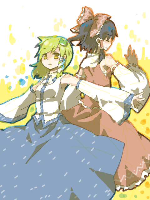 hakurei reimu and kochiya sanae (touhou) drawn by kuzumiya_yuyu