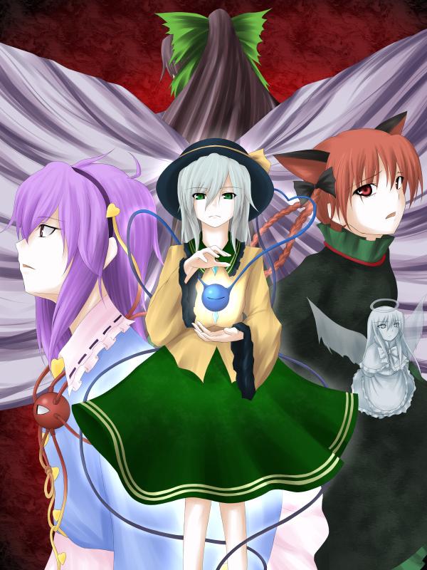 komeiji koishi, komeiji satori, kaenbyou rin, reiuji utsuho, and zombie fairy (touhou) drawn by ni_(ippozenshin)