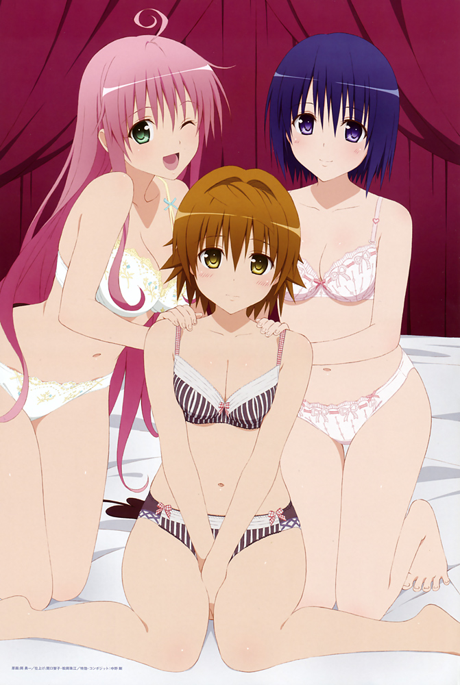 lala satalin deviluke, sairenji haruna, and yuusaki riko (to love-ru)