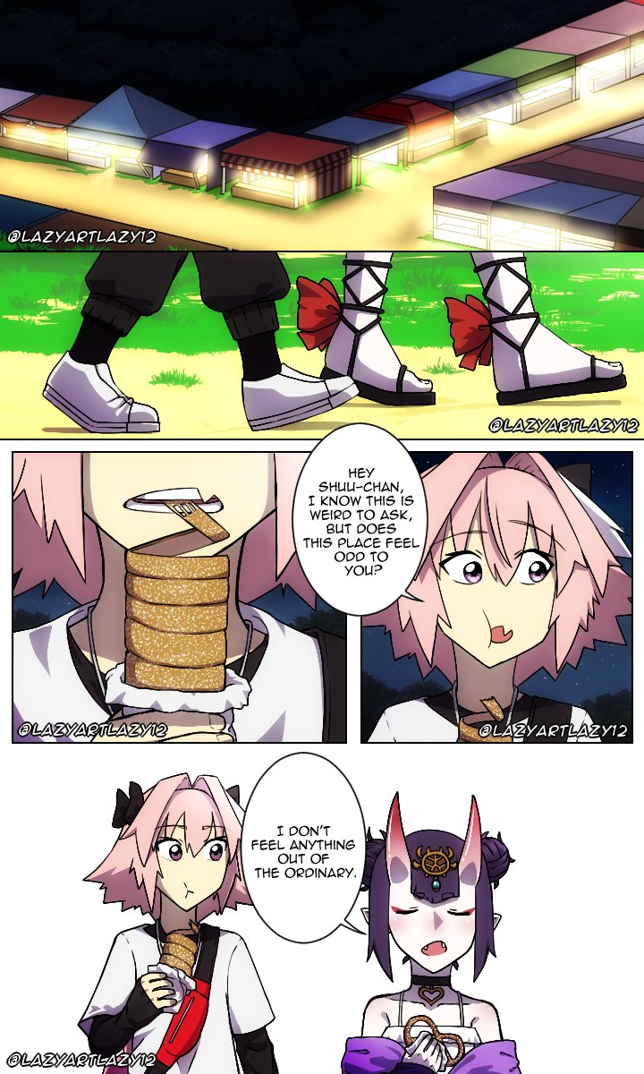shuten douji and astolfo (fate and 1 more) drawn by lazyartlazy12 and tyrnickleback