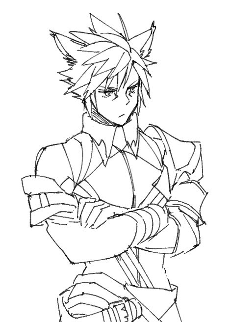 warrior of light and cloud strife (final fantasy and 2 more) drawn by ryouto