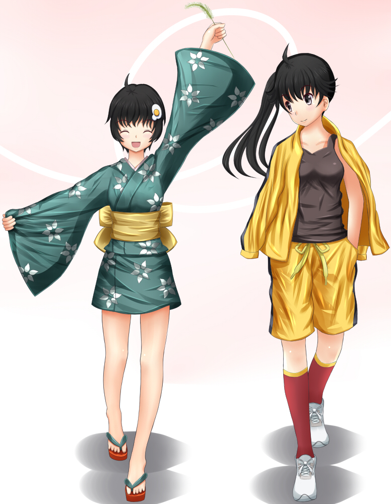 araragi karen and araragi tsukihi (monogatari and 1 more) drawn by gin_fuaru