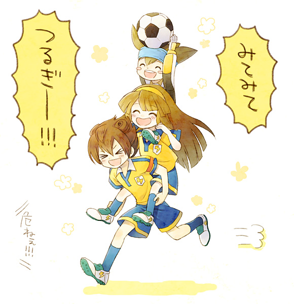 matsukaze tenma, nanobana kinako, and nishizono shinsuke (inazuma eleven and 2 more) drawn by itsuki_(s2_129)