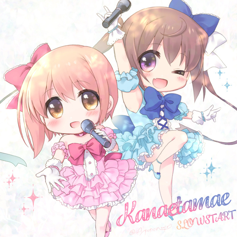 momochi tamate and ichinose hana (slow start) drawn by fukuda_fukutarou