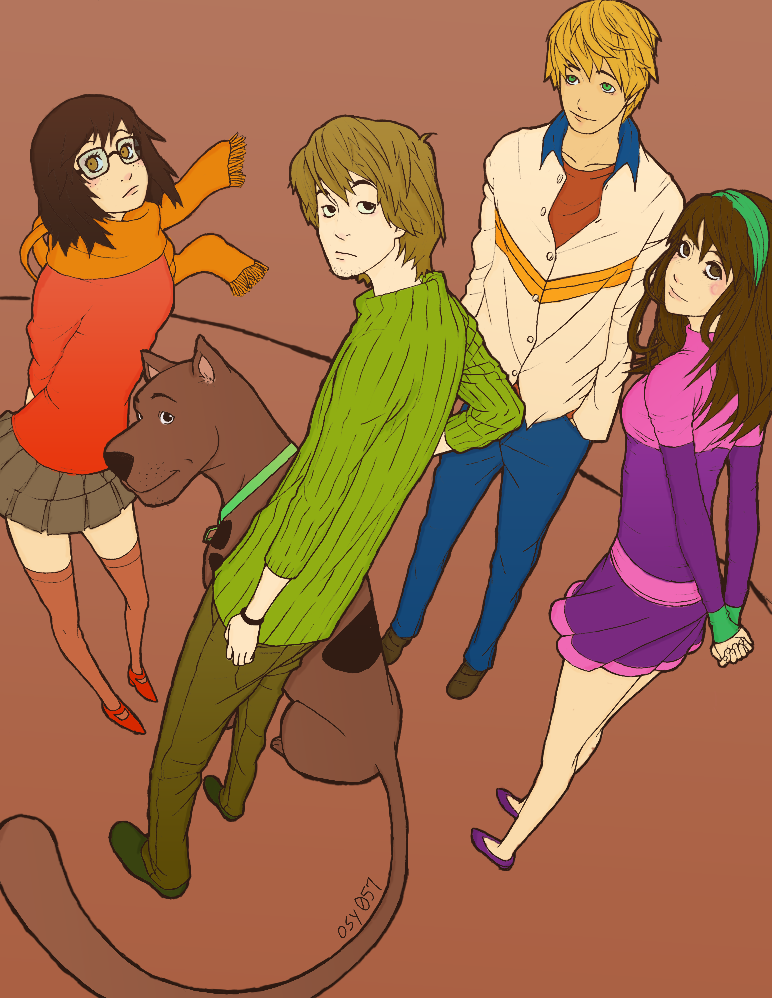 velma dinkley, daphne blake, shaggy rogers, scooby-doo, and fred jones (scooby-doo) drawn by osy057