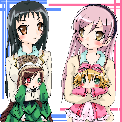suiseiseki, hinaichigo, nanto yaya, okuwaka tsubomi, kuwatani natsuko, and 1 more (rozen maiden and 1 more)