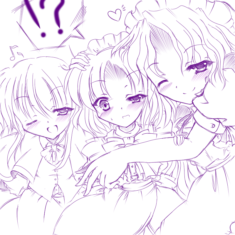 okazaki yumemi, yumeko, and kana anaberal (touhou) drawn by tsunogiri