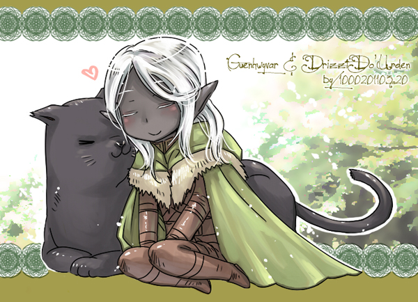 drizzt do'urden and guenhwyvar (dungeons & dragons) drawn by chiseko1000yeah