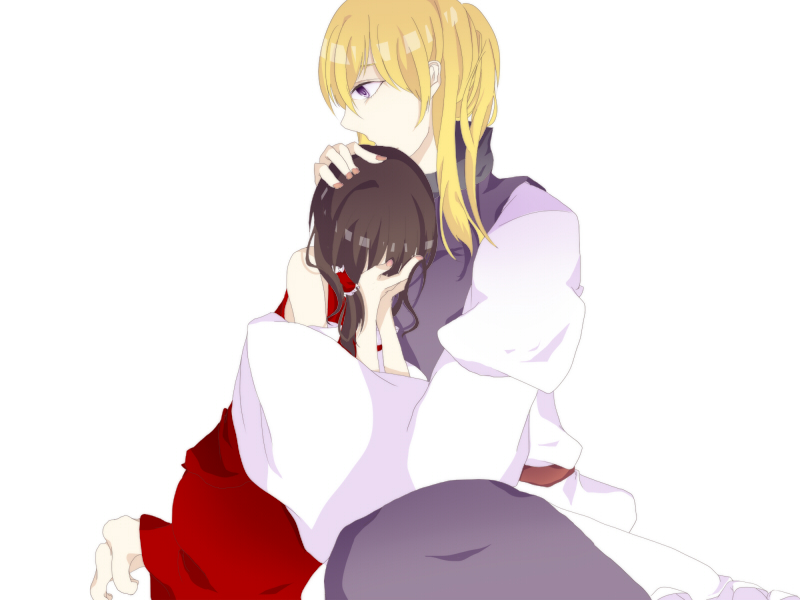 hakurei reimu and yakumo yukari (touhou) drawn by hi_(yoruharanagi)