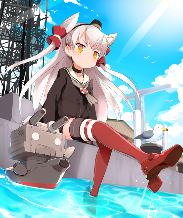 amatsukaze and rensouhou-kun (kantai collection) drawn by flam_(81)