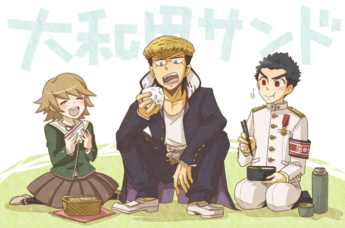 fujisaki chihiro, ishimaru kiyotaka, and owada mondo (danganronpa and 1 more) drawn by kisuke_(rkgk)