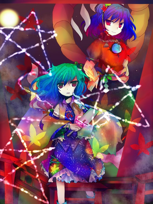 kochiya sanae and yasaka kanako (touhou) drawn by kazu_(muchuukai)