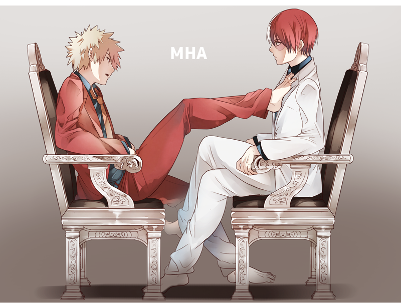 bakugou katsuki and todoroki shoto (boku no hero academia) drawn by 5_(toriaezu555)