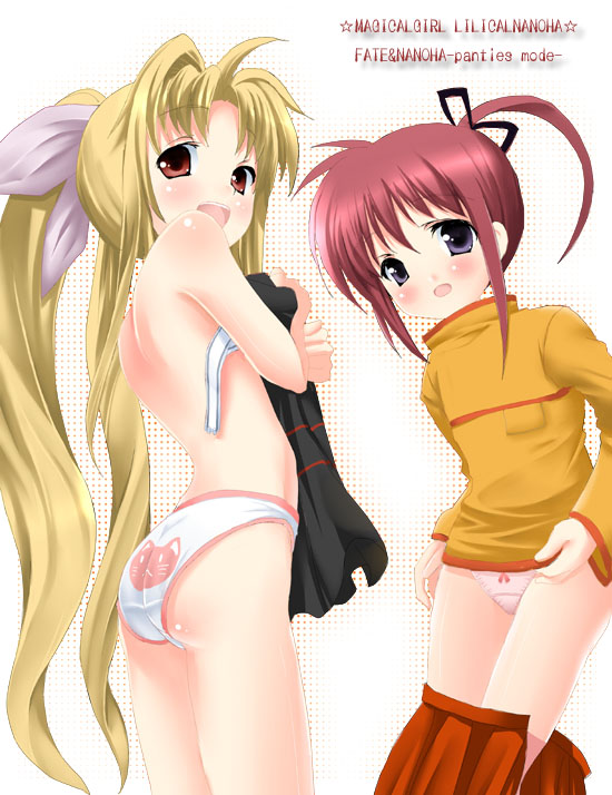 fate testarossa and takamachi nanoha (lyrical nanoha and 1 more) drawn by pikazo