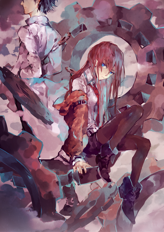 makise kurisu and okabe rintarou (steins;gate) drawn by hamha_s