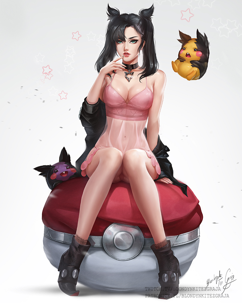 marnie and morpeko (pokemon and 1 more) drawn by blondynkitezgraja