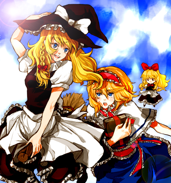 kirisame marisa, alice margatroid, and shanghai doll (touhou) drawn by dada_(dolce)