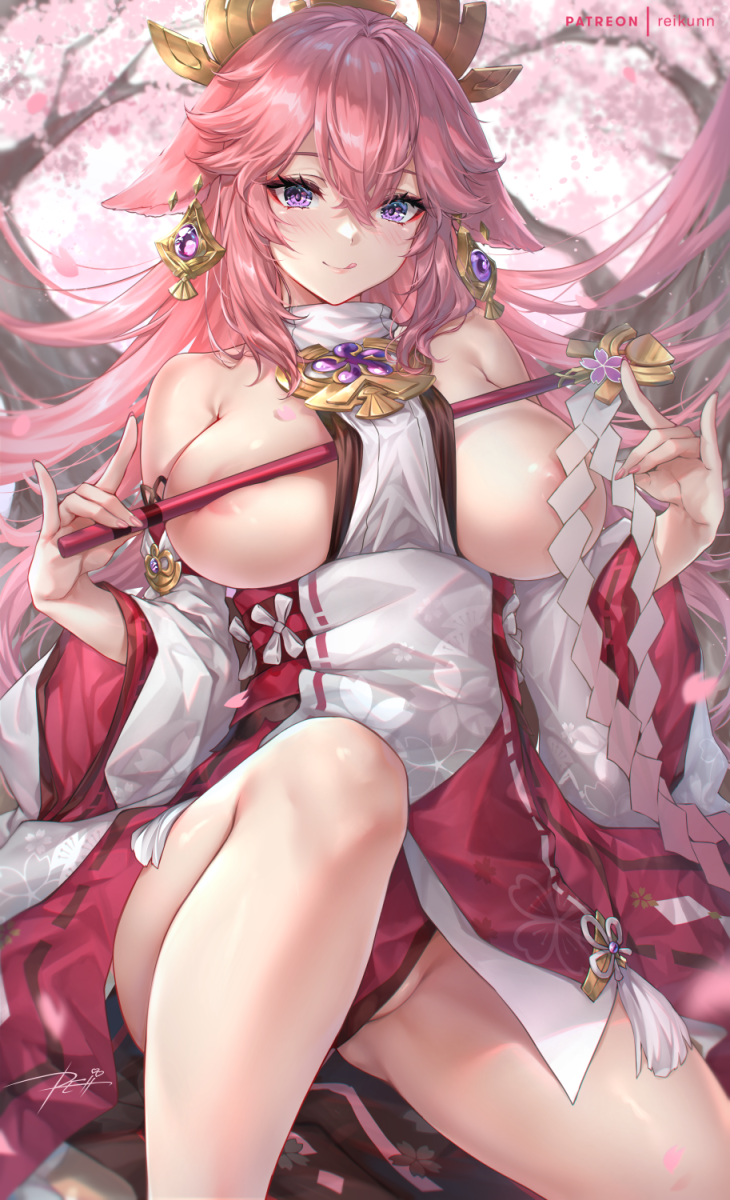 yae miko (genshin impact) drawn by rei_kun
