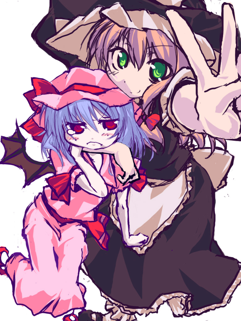 kirisame marisa and remilia scarlet (touhou) drawn by nobon