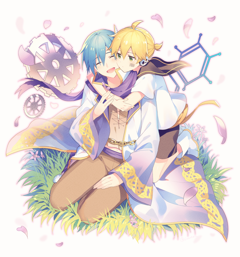 kagamine len and kaito (vocaloid and 1 more) drawn by sinaooo