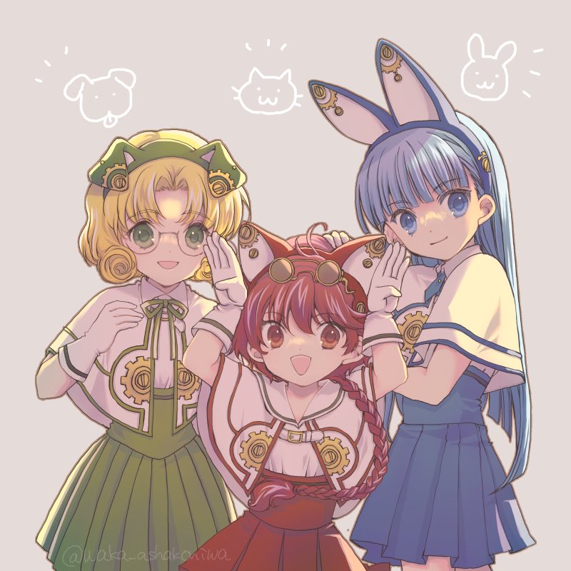 shidou hikaru, ryuuzaki umi, and hououji fuu (magic knight rayearth) drawn by waka_ashakoniwa