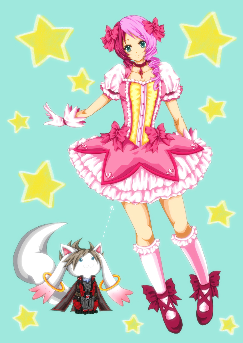 kaname madoka, kyubey, alisa boskonovich, and lars alexandersson (mahou shoujo madoka magica and 2 more) drawn by inazuma_(stuckup)