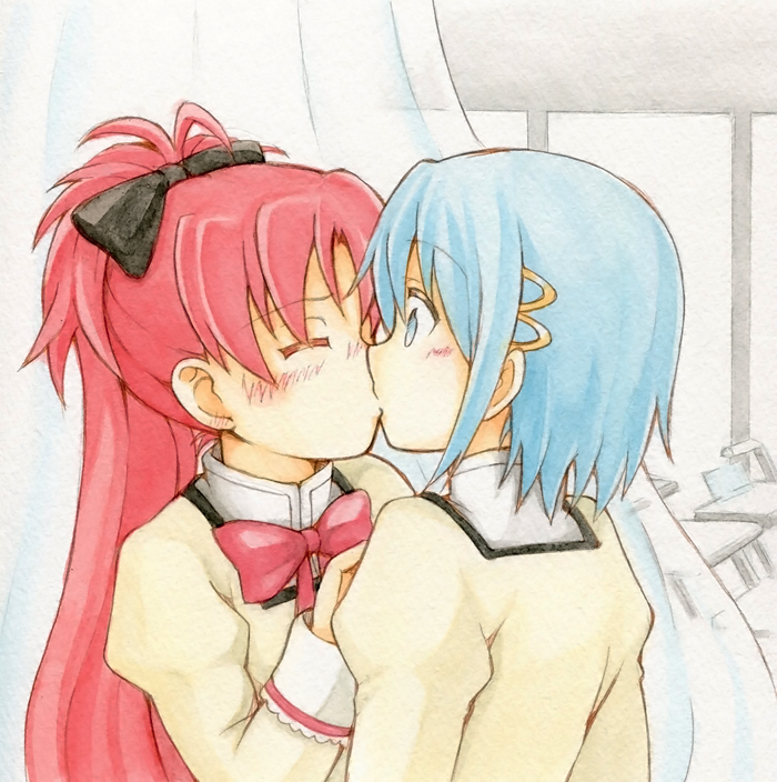 miki sayaka and sakura kyoko (mahou shoujo madoka magica) drawn by takeshisu
