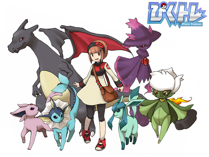 charizard, glaceon, vaporeon, espeon, mismagius, and 1 more (pokemon and 2 more) drawn by painame