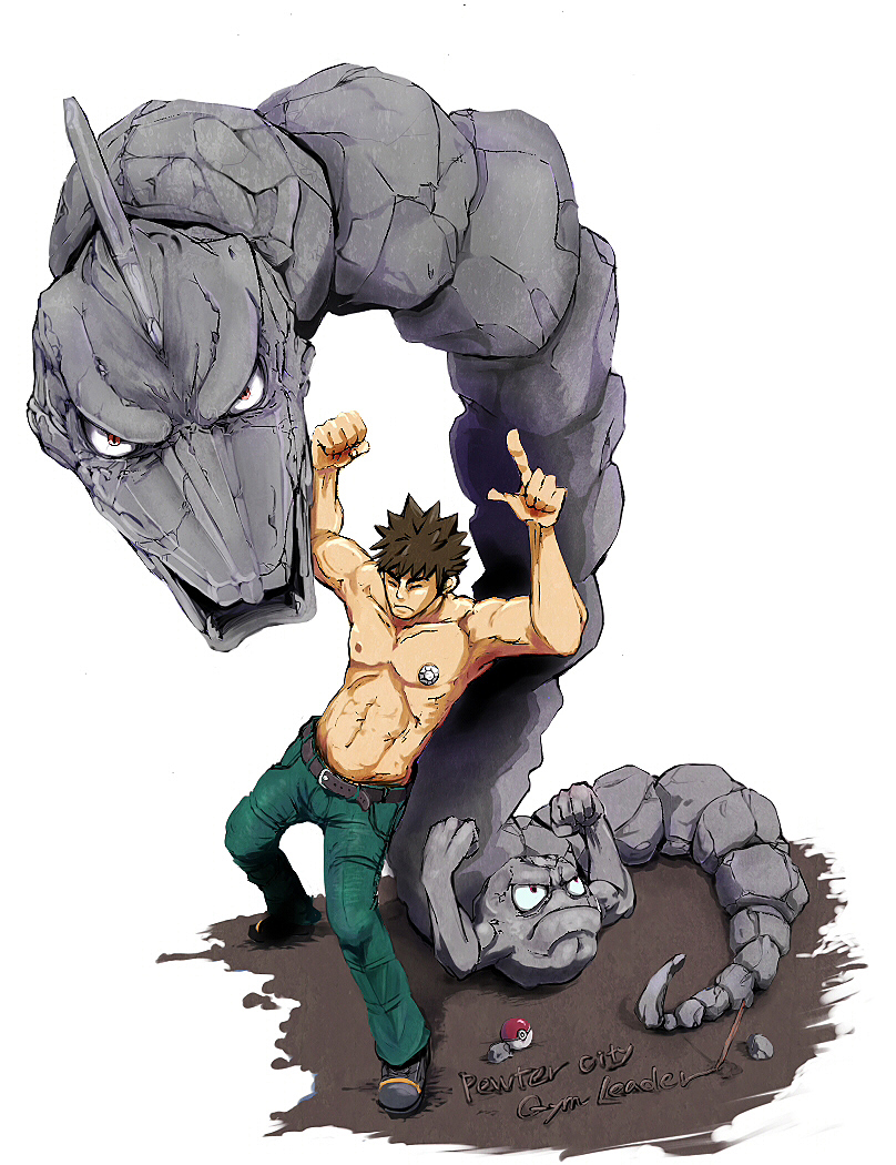 brock, onix, and geodude (pokemon and 1 more) drawn by yoruniyoruyoshi
