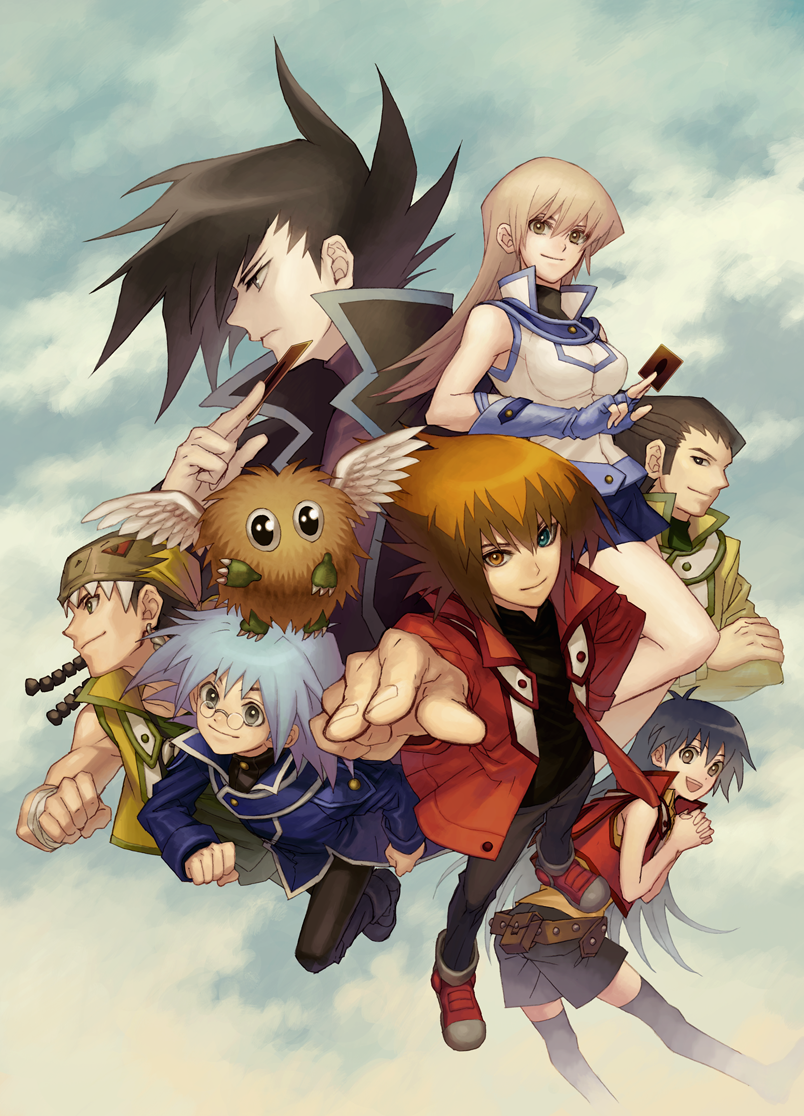 yuki judai, tenjouin asuka, manjoume jun, kuriboh, winged kuriboh, and 4 more (yu-gi-oh! and 1 more) drawn by tea_(retroz)