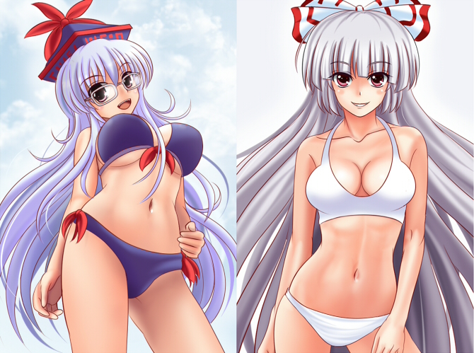 fujiwara no mokou and kamishirasawa keine (touhou) drawn by kurowana