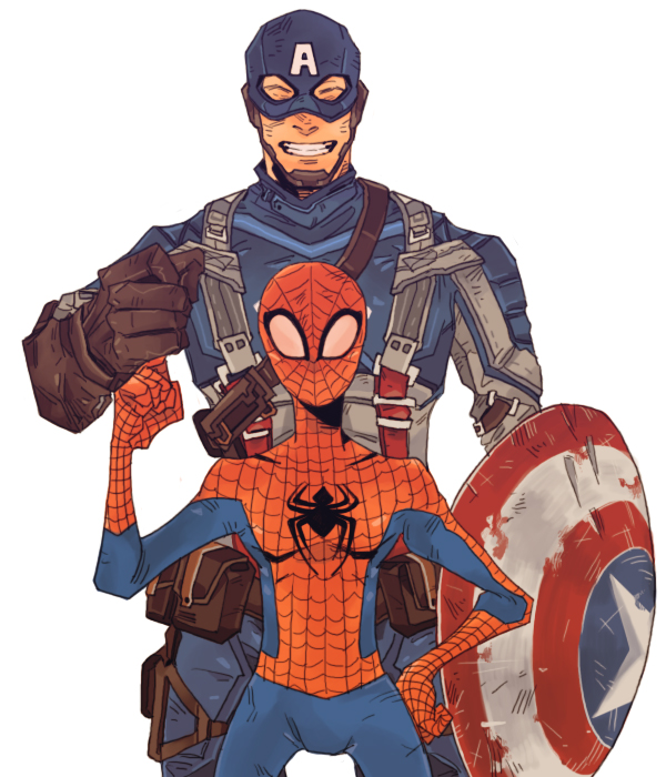 spider-man, steve rogers, and captain america (marvel and 1 more) drawn by 22_(tak_ja)