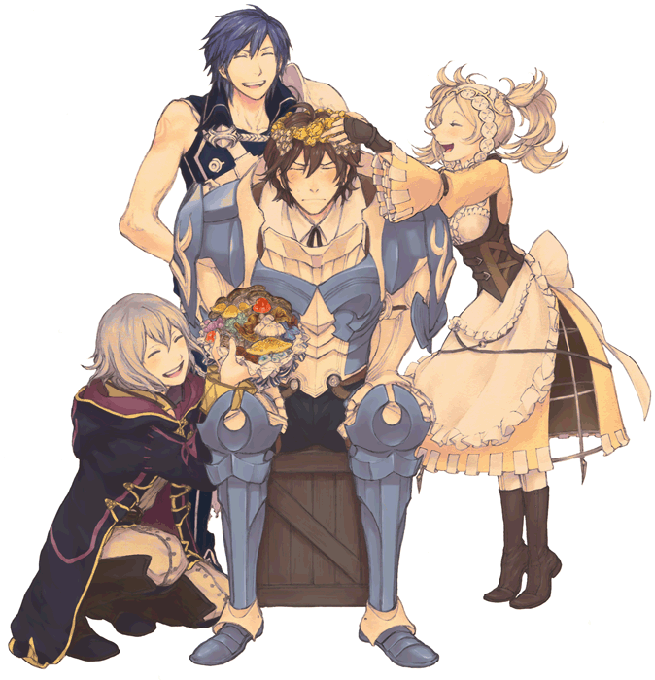 female robin, chrom, lissa, and frederick (fire emblem and 1 more) drawn by szmws