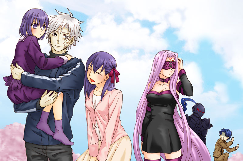 matou sakura, medusa, matou kariya, berserker, and matou shinji (fate and 2 more) drawn by rimi_(rbtrap)