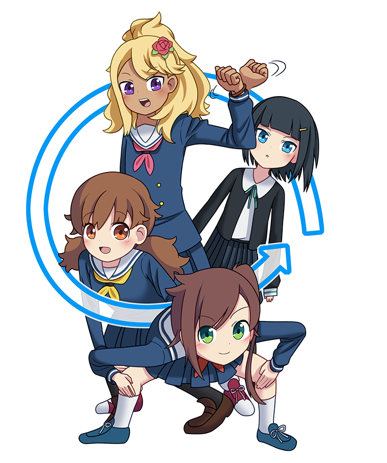 shinonome akira, chikura shizuru, kuga reimi, and hoshi nadeshiko (choo choo train and 1 more) drawn by tete_(724038)
