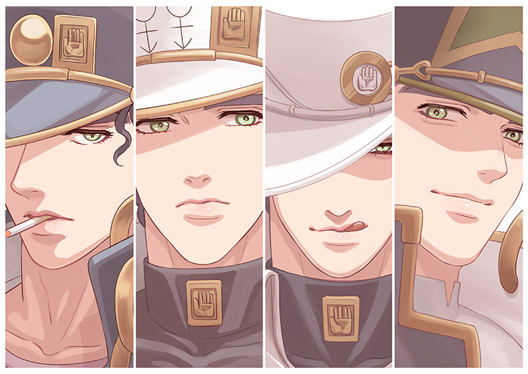 kujo jotaro (jojo no kimyou na bouken and 4 more) drawn by lanxjourney