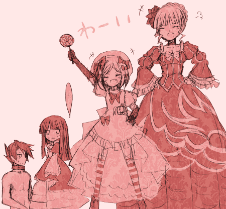 beatrice, ushiromiya battler, frederica bernkastel, and lambdadelta (umineko no naku koro ni) drawn by suzushiro_kurumi