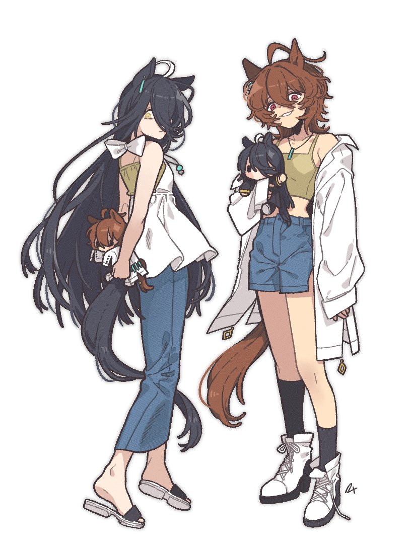 agnes tachyon and manhattan cafe (umamusume) drawn by ratchya