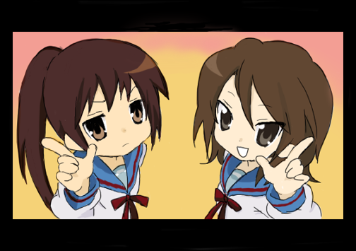 kyonko and koizumi itsuki (suzumiya haruhi no yuuutsu and 1 more) drawn by yoneyama_mai