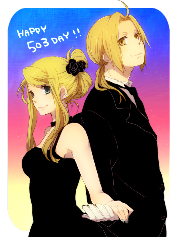 edward elric and winry rockbell (fullmetal alchemist) drawn by tomo_(sjim)