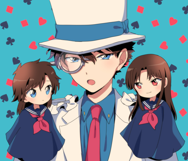 kaitou kid, nakamori aoko, and koizumi akako (magic kaito) drawn by akiyoshi_(tama-pete)